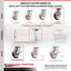 Service Caster 8 Inch Poly on Aluminum Caster Set with Roller Bearing 2 Brakes and 2 Rigid SCC SCC-35S820-PAR-SLB-2-R-2